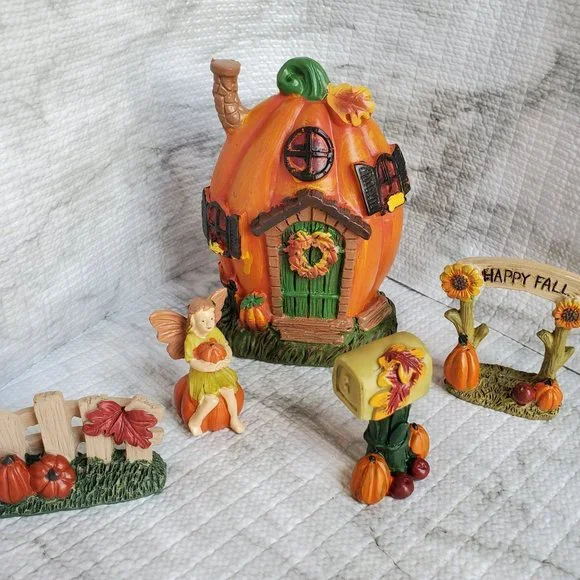Feengarten-Haus Aus Kunstharz – Niedliche Kürbis-Hütte Für Miniatur-Gärten & Terrarien
